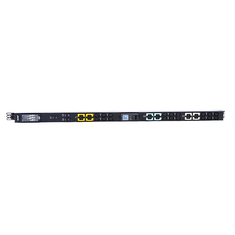 24 tomadas trifásicas iec c13 e c19, soquetes com chave, 1.5u, disjuntor magnético líquido, vertical, permutável a quente, rack medido rs485, pdu