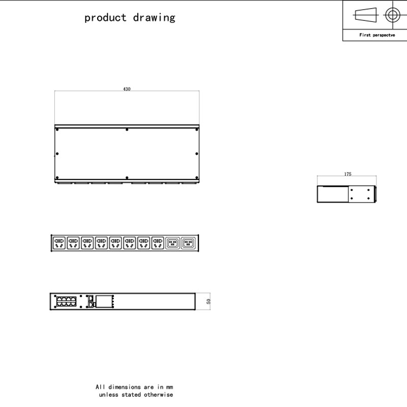 Sensor TCP/IP vertical C20 de 10 saídas eco Smart Rack Pdu 1U