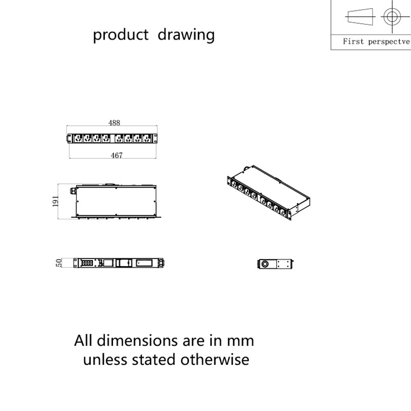 Disjuntor de sensor TCP/IP horizontal de 8 saídas eco Smart Rack Pdu 1U