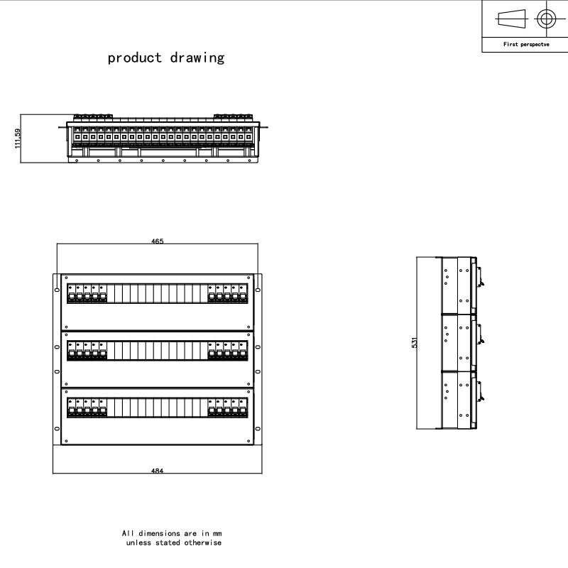 Disjuntor 9U Rack Horizontal Pdu Cinza