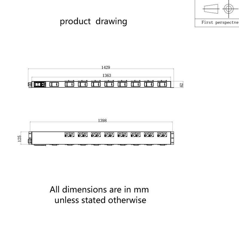 Pdu de rack comutado com disjuntor vertical de 16 saídas