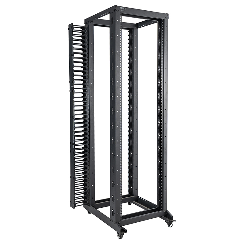 Rack aberto ajustável de 4 postes preto 18U-47U