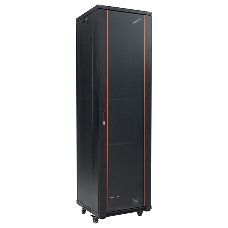 Armário de rack de servidor frontal com porta de vidro única/porta traseira cega única 18U-42U preto