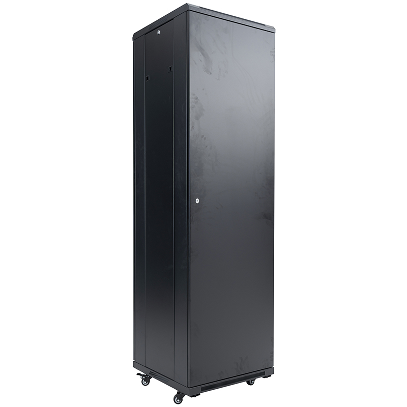 Armário de rack de servidor frontal com porta de vidro única/porta traseira cega única 18U-42U preto