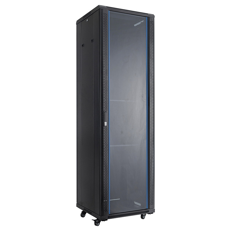 Armário de rack de servidor frontal com porta de vidro única/porta traseira cega única 18U-42U preto