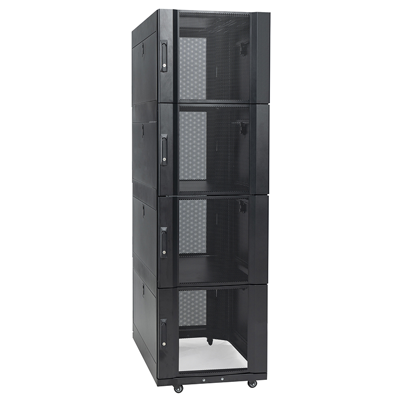 Armário de rack com 4 compartimentos, porta perfurada preta 42U 47U