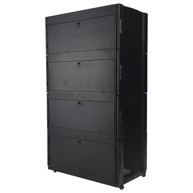 Armário de rack com 4 compartimentos, porta perfurada preta 42U 47U