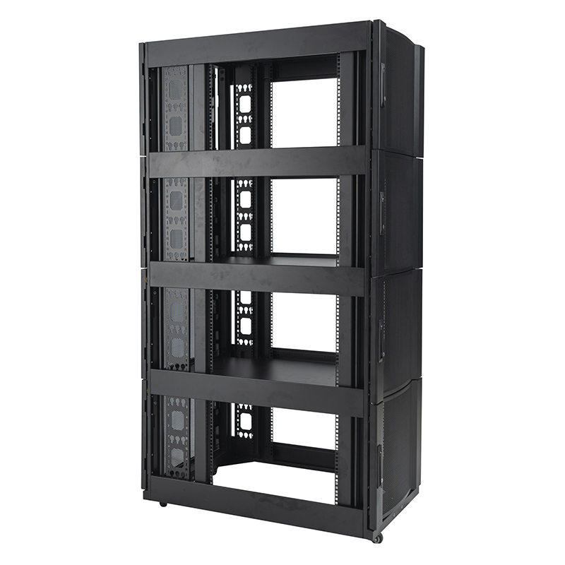 Armário de rack com 4 compartimentos, porta perfurada preta 42U 47U