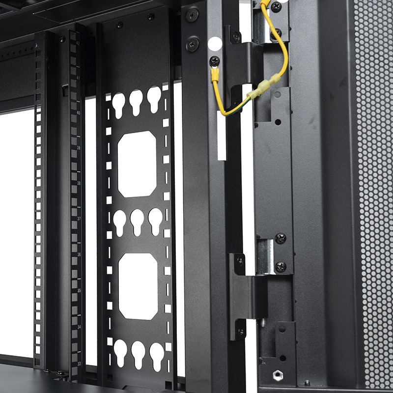 Armário de rack com 4 compartimentos, porta perfurada preta 42U 47U